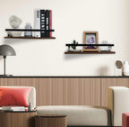 Litinliv Wall Shelf, Floating Shelves Wall Mounted, Solid Wooden Shelves, Set of 2 Floating Shelves,Rustic Wooden Shelves Decorative Wall Shelf,Wall Mounted Shelves for Bathroom, Living Room, Bedroom