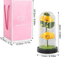 Sunflower in glass dome with LED lights included