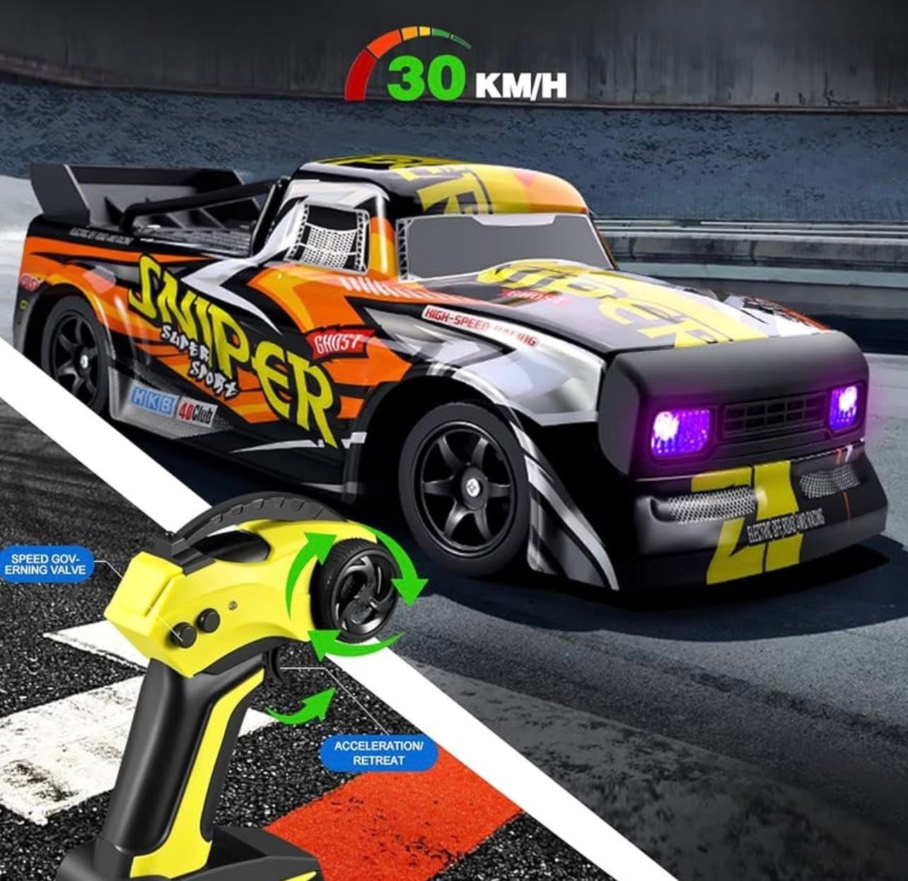 Sniper stunt car remote control with rechargeable battery