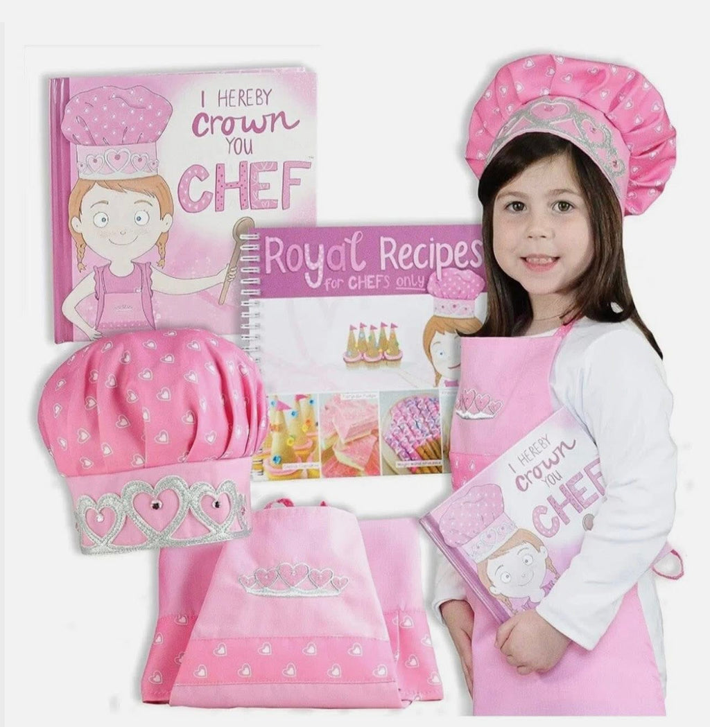 Includes Apron, Chef Hat, Educational Storybook, and Royal Recipes Cookbook. This is sure to be her favorite gift and the ultimate way to get her excited about cooking and baking!