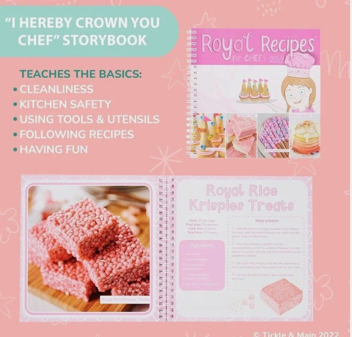 Includes Apron, Chef Hat, Educational Storybook, and Royal Recipes Cookbook. This is sure to be her favorite gift and the ultimate way to get her excited about cooking and baking!