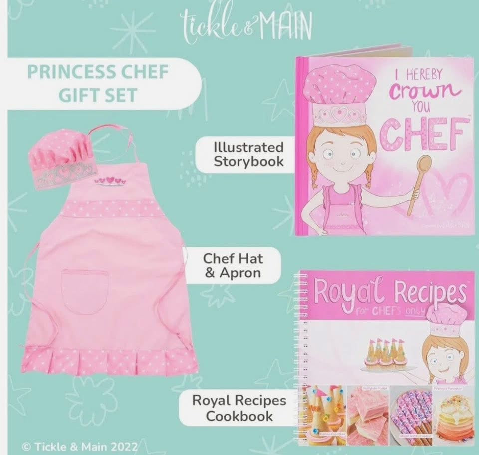 Includes Apron, Chef Hat, Educational Storybook, and Royal Recipes Cookbook. This is sure to be her favorite gift and the ultimate way to get her excited about cooking and baking!