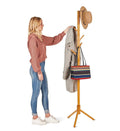 Wooden Tree Coat Rack Stand, 6 Hooks, Super Easy Assembly NO Tools Required, 3 Adjustable Sizes Free Standing Hallway Coat Hanger Hat Stand, for Handbag Clothes & Accessories - Natural Wood
