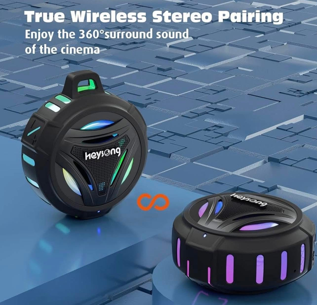 HEYSONG Shower Speaker, Waterpoof Portable Bluetooth Speakers Wireless with LED Lights, IP67, 36H Playtime, Rich Bass Small Speaker Bluetooth