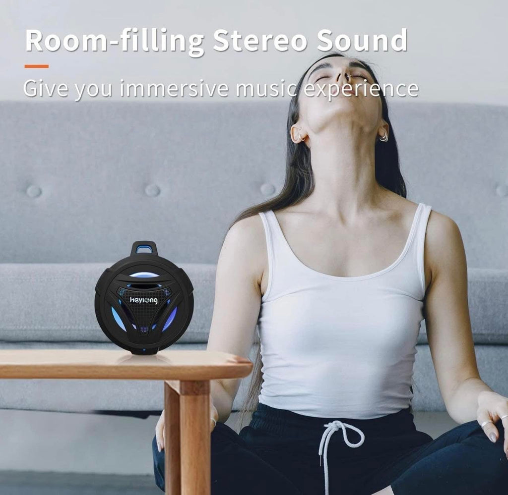 HEYSONG Shower Speaker, Waterpoof Portable Bluetooth Speakers Wireless with LED Lights, IP67, 36H Playtime, Rich Bass Small Speaker Bluetooth