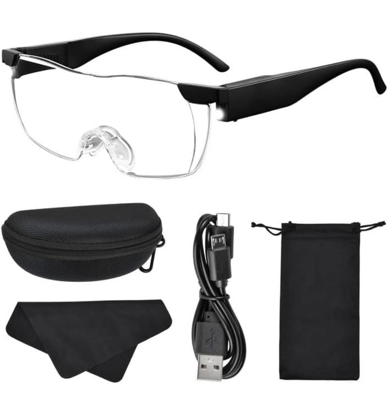 LED Illuminating Magnifying Glasses, 1.8X Reading Magnifying Glass, Rechargeable Magnifying Glasses, Anti-Blue Light, Illuminated Front Magnifying Glasses for Hobbies, Reading