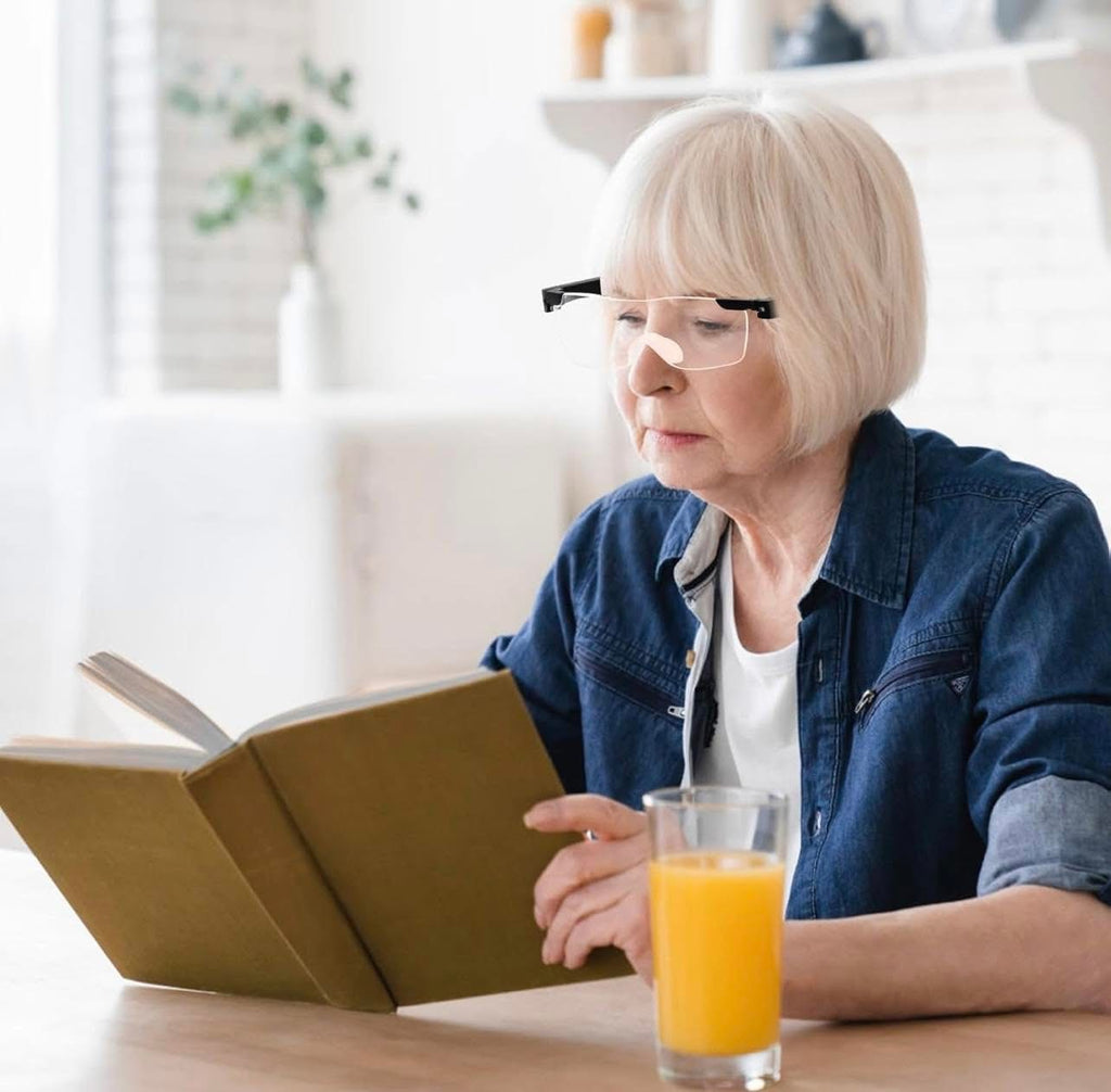 LED Illuminating Magnifying Glasses, 1.8X Reading Magnifying Glass, Rechargeable Magnifying Glasses, Anti-Blue Light, Illuminated Front Magnifying Glasses for Hobbies, Reading