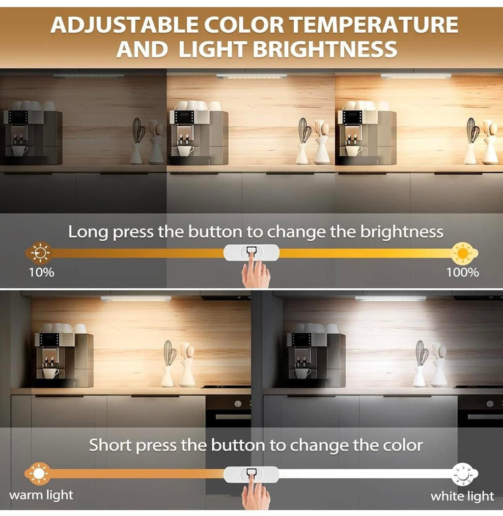 Motion Sensor Lights Indoor, 3 Pack 3 Color Temps Stepless Dimming USB-C Rechargeable Cupboard Light for Kitchen Wardrobe Hallway