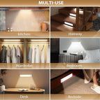 Motion Sensor Lights Indoor, 3 Pack 3 Color Temps Stepless Dimming USB-C Rechargeable Cupboard Light for Kitchen Wardrobe Hallway