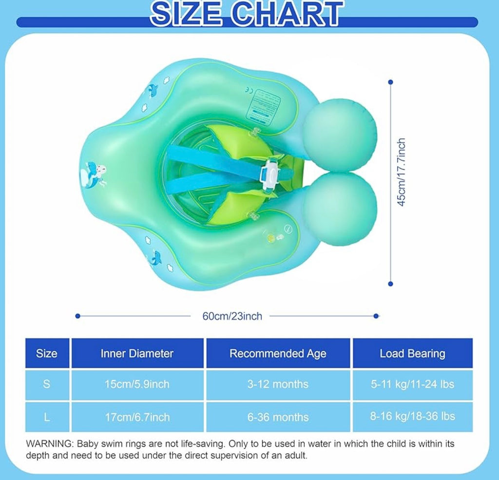 Inflatable Baby Swimming Float 0-6 Months Baby Pool Float with Seat 6-12 Months Infant Toddler Swimming Float Newborn Baby Swim Float Swimming Ring for Baby 6-12-36 Months