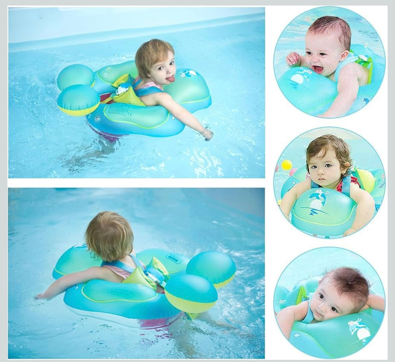 Inflatable Baby Swimming Float 0-6 Months Baby Pool Float with Seat 6-12 Months Infant Toddler Swimming Float Newborn Baby Swim Float Swimming Ring for Baby 6-12-36 Months