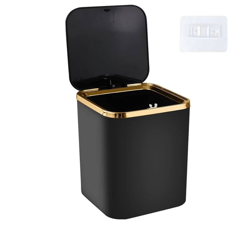 Tolenre Mini Trash Can with Lid - 2 L Pop Up Wastebasket for Bathroom Vanity, Desktop, Coffee Table - Dispose of Cotton Rounds, Makeup Sponges, Tissues