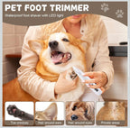 Precision Grooming Clipper for Dogs, Quiet Pet Paw Trimmer, Dog Clipper with LED Light, Waterproof & USB Charging Dog Trimmer, for Paws, Ears, Face, Body (White)
