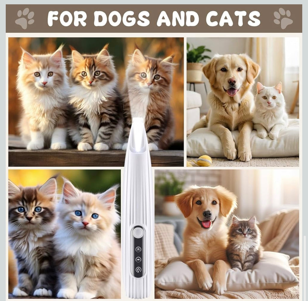 Precision Grooming Clipper for Dogs, Quiet Pet Paw Trimmer, Dog Clipper with LED Light, Waterproof & USB Charging Dog Trimmer, for Paws, Ears, Face, Body (White)