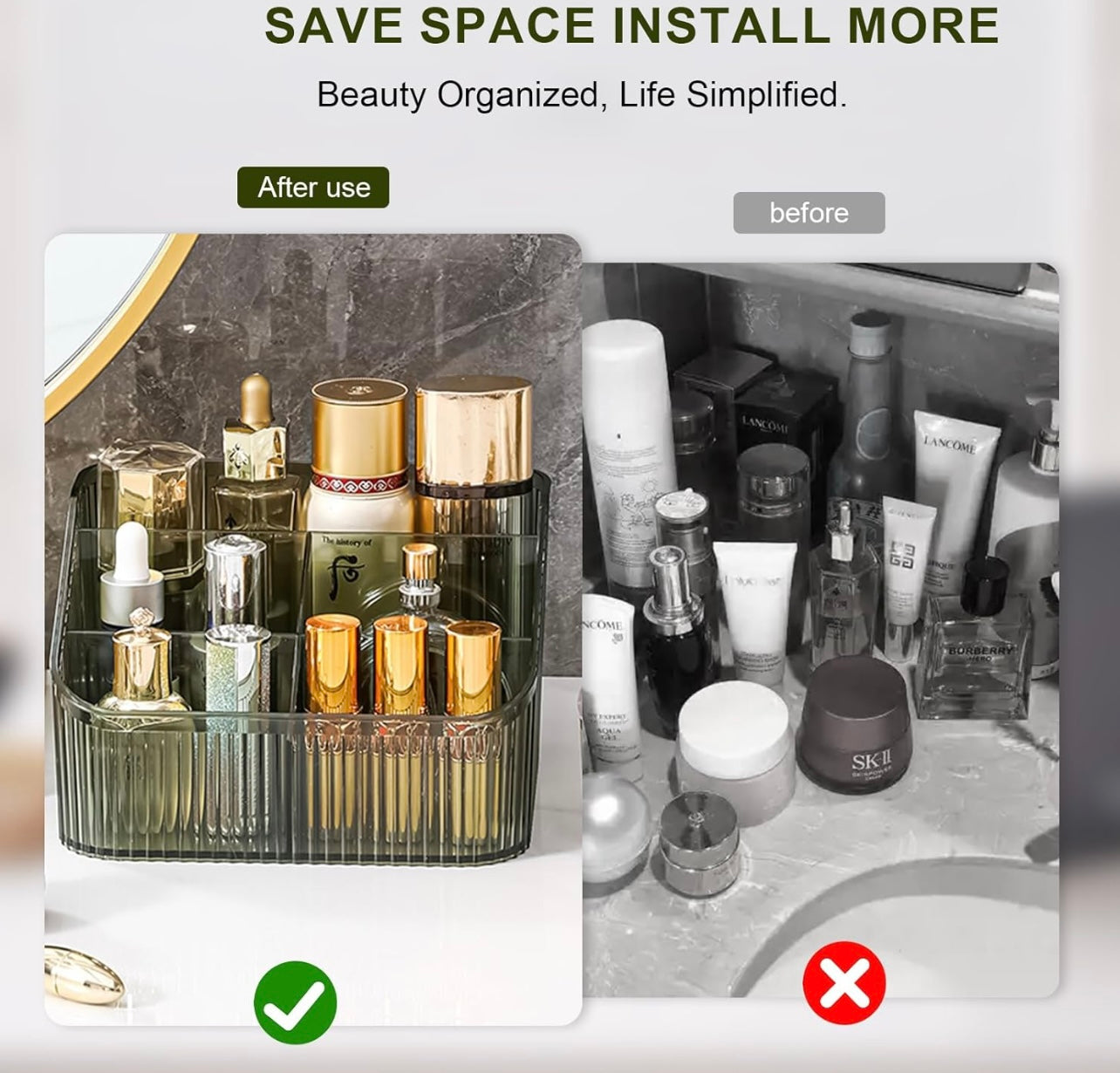 Makeup Organiser Thickened Make Up Organiser Large Cosmetics Organiser Grey
