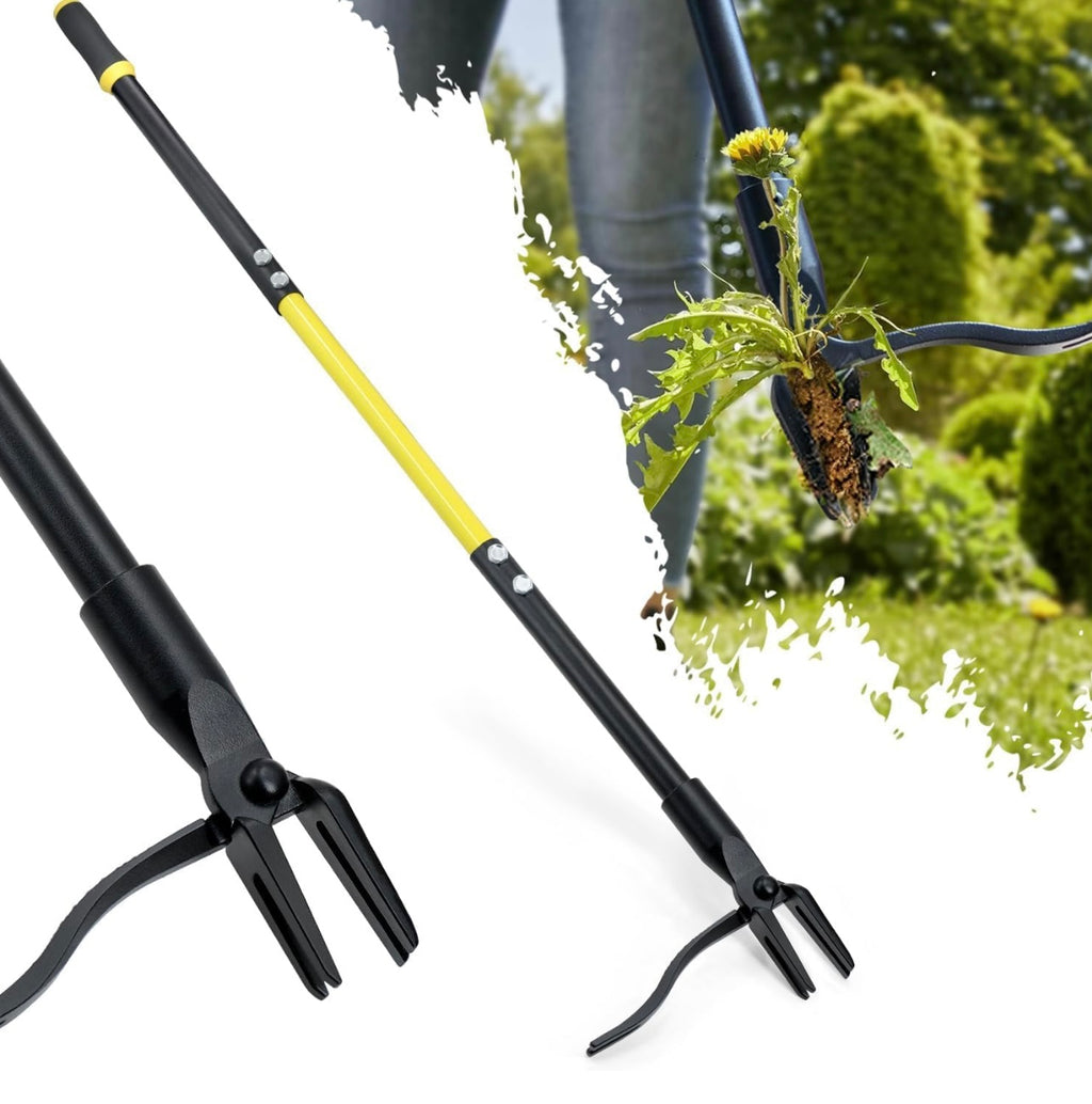 Jardineer Weed Remover Tool Stand Up, 45" Weeding Tools with 4 Claws, Long Handled Dandelion Puller Tool for Patio, Path, Driveway