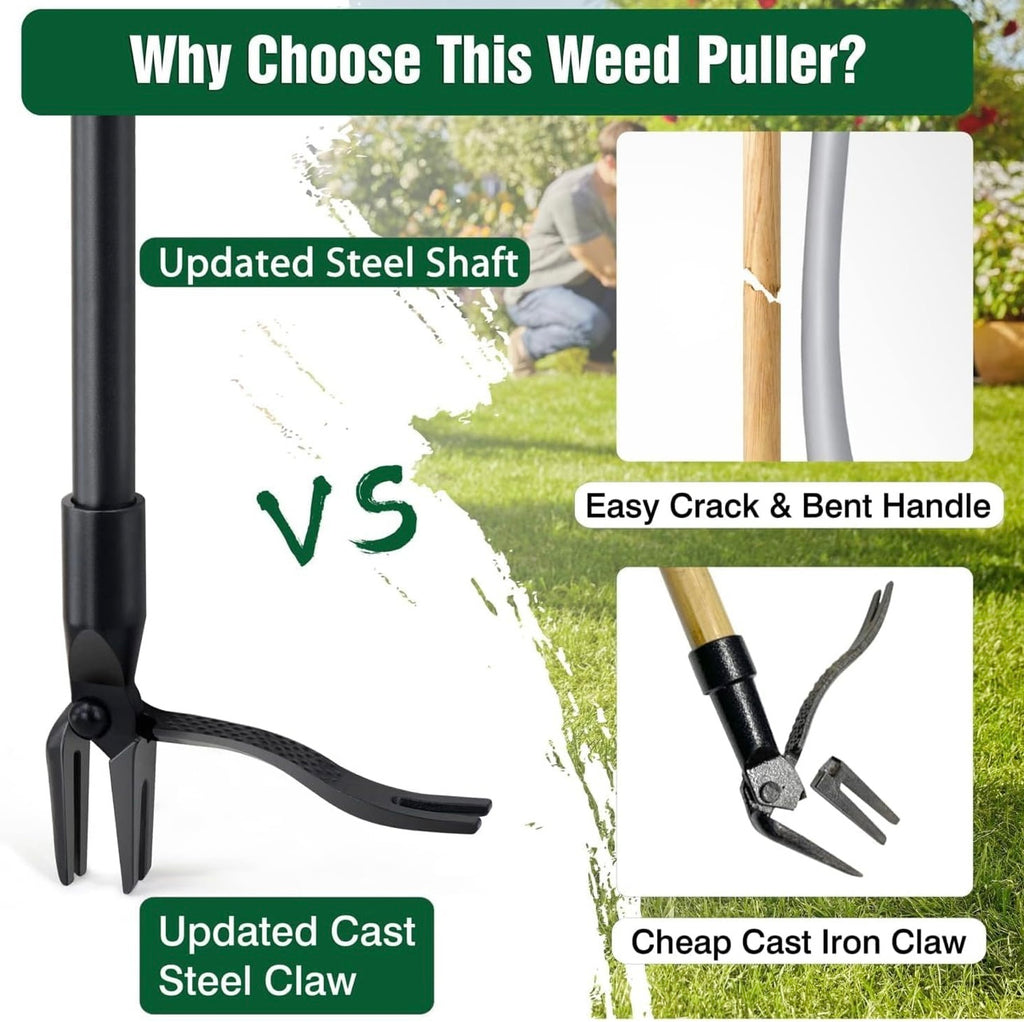Jardineer Weed Remover Tool Stand Up, 45" Weeding Tools with 4 Claws, Long Handled Dandelion Puller Tool for Patio, Path, Driveway