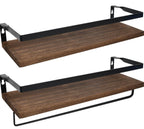 Litinliv Wall Shelf, Floating Shelves Wall Mounted, Solid Wooden Shelves, Set of 2 Floating Shelves,Rustic Wooden Shelves Decorative Wall Shelf,Wall Mounted Shelves for Bathroom, Living Room, Bedroom