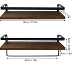 Litinliv Wall Shelf, Floating Shelves Wall Mounted, Solid Wooden Shelves, Set of 2 Floating Shelves,Rustic Wooden Shelves Decorative Wall Shelf,Wall Mounted Shelves for Bathroom, Living Room, Bedroom