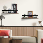 Litinliv Wall Shelf, Floating Shelves Wall Mounted, Solid Wooden Shelves, Set of 2 Floating Shelves,Rustic Wooden Shelves Decorative Wall Shelf,Wall Mounted Shelves for Bathroom, Living Room, Bedroom