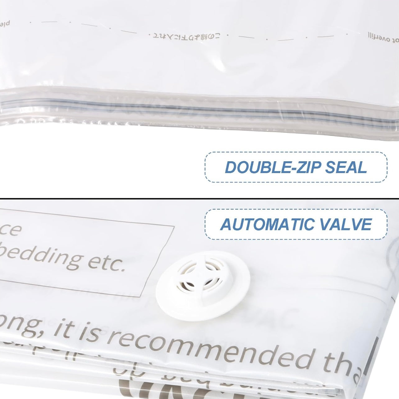 Volumoon Vacuum Storage Bags, 4-Pack Vacuum Compression Storage Bags, 100x80cm, with Airtight Valve and Hand Pump, Vacuum Bags for Storing Clothes, Comforters and Blankets, Bedding