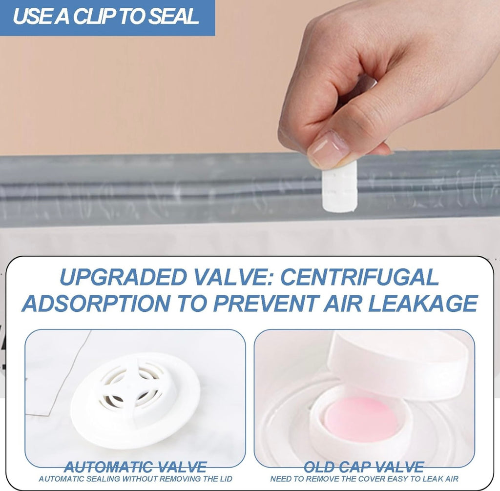 Volumoon Vacuum Storage Bags, 4-Pack Vacuum Compression Storage Bags, 100x80cm, with Airtight Valve and Hand Pump, Vacuum Bags for Storing Clothes, Comforters and Blankets, Bedding