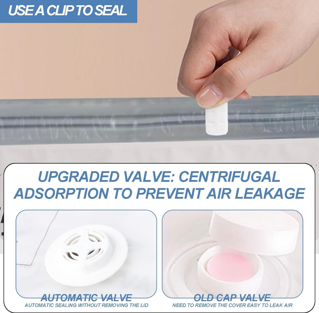 Volumoon Vacuum Storage Bags, 4-Pack Vacuum Compression Storage Bags, 100x80cm, with Airtight Valve and Hand Pump, Vacuum Bags for Storing Clothes, Comforters and Blankets, Bedding