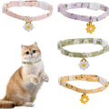 Husalsea 4-Pack Kitten Collars with Bell, Adjustable Cat Collar Set for Kittens and Cats (18-30cm), Cute and Comfortable Nylon Collars with Bell