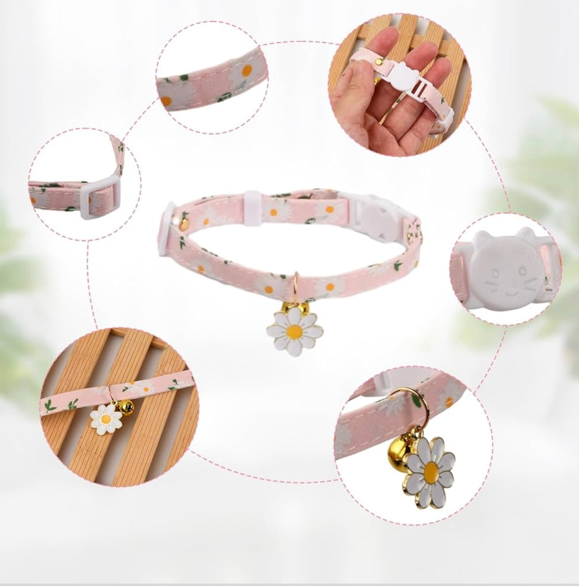 Husalsea 4-Pack Kitten Collars with Bell, Adjustable Cat Collar Set for Kittens and Cats (18-30cm), Cute and Comfortable Nylon Collars with Bell