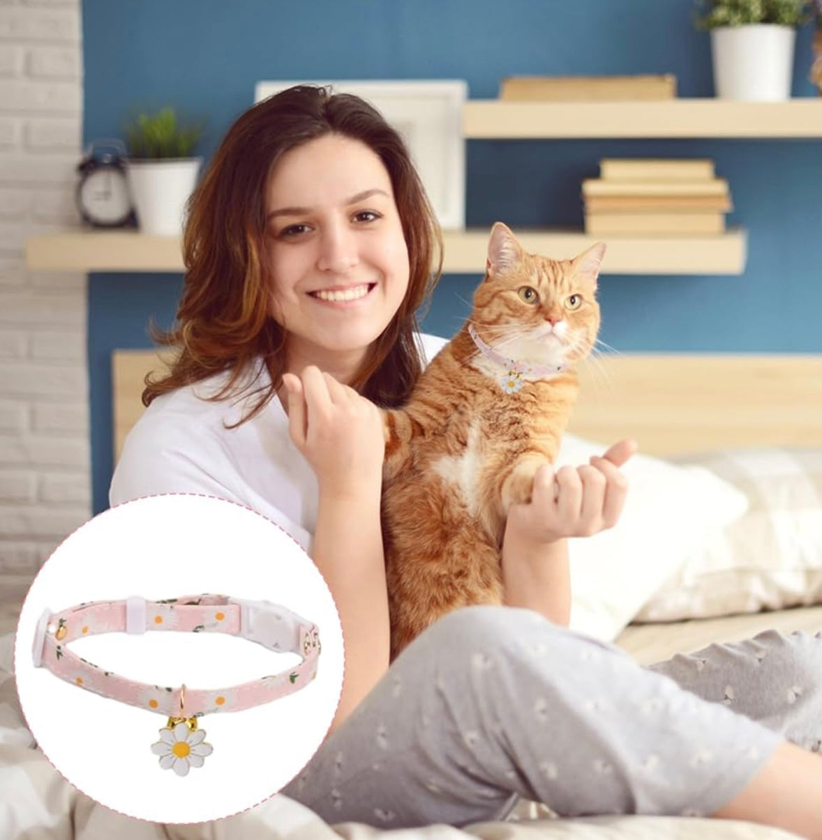 Husalsea 4-Pack Kitten Collars with Bell, Adjustable Cat Collar Set for Kittens and Cats (18-30cm), Cute and Comfortable Nylon Collars with Bell