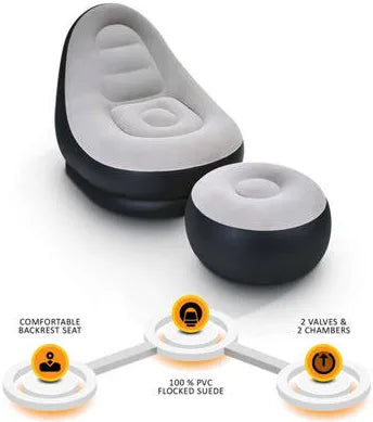 Inflatable PVC Lounge Sofa with Footstool for Indoor Outdoor Use