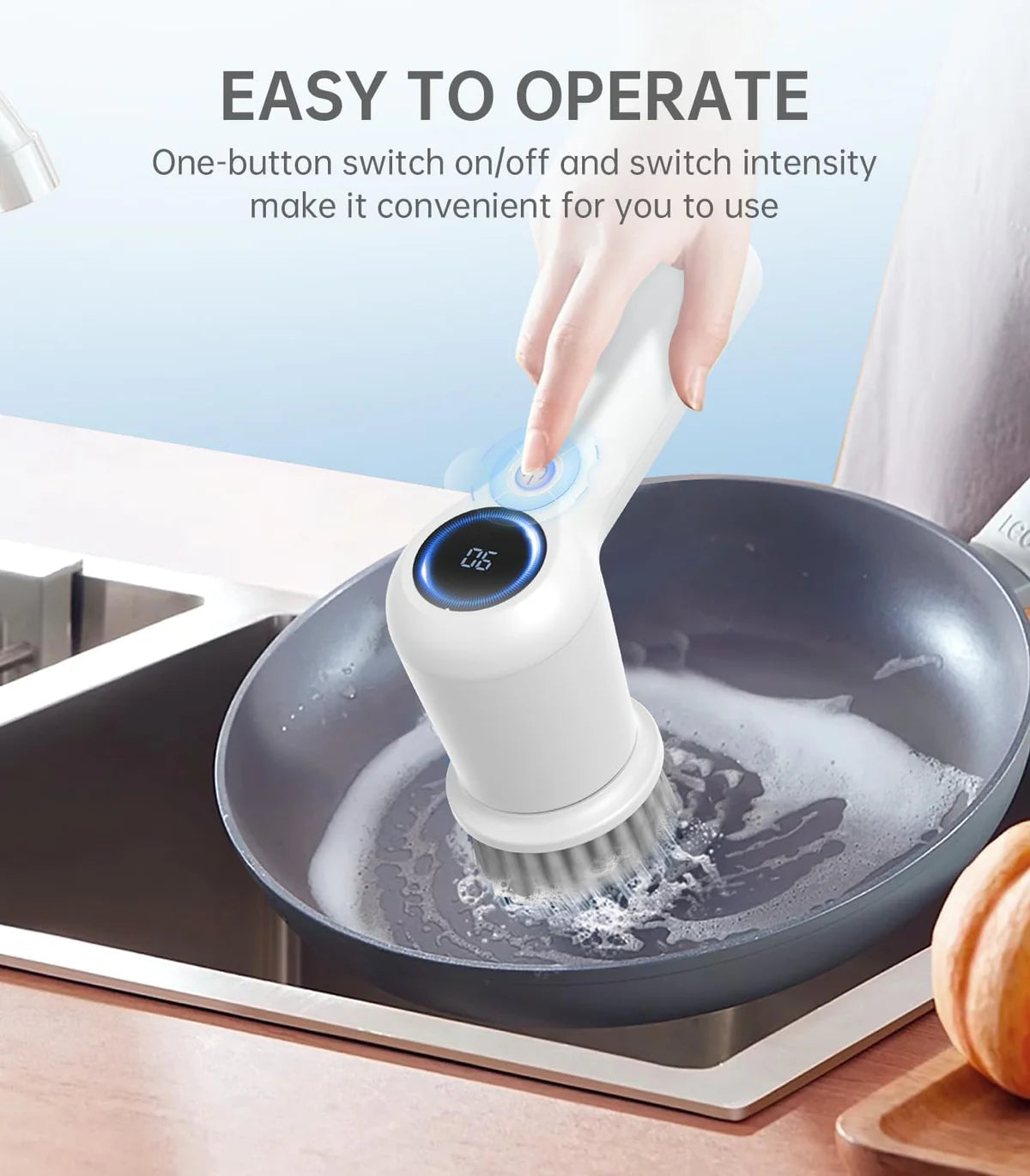 Bathroom Scrubber Handheld Rechargeable,5-in-1 Kitchen Cleaning Brush for Housekeeping with 5 Replacement Head&Cordless Electric Spin Scrubber for Tub/Tile/Sink/Wall/Limescale/Dish,in Box, 3.7V