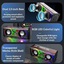 Dual 13.6W speaker -great quality - rechargeable- LED lights