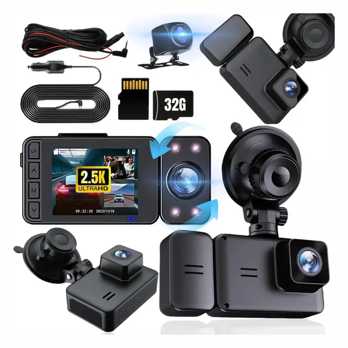 Ultra HD 5K Front Dash Cam + 720p Rear Camera – Car DVR Recorder