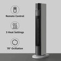 Amazon Basics ECO Oscillating Portable Tower Heater, 2 Fan Speeds, 3 Heat Settings, Timer and Remote Control, with UK plug, 2200W