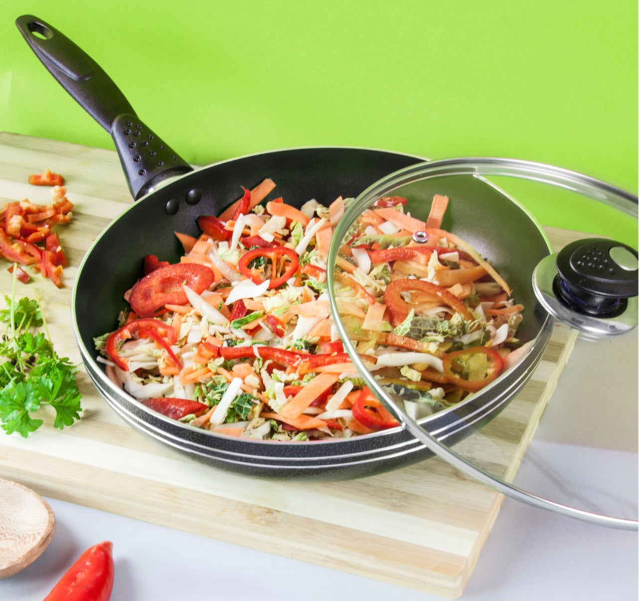 Una Non-Stick Frying Pan with Lid 30cm