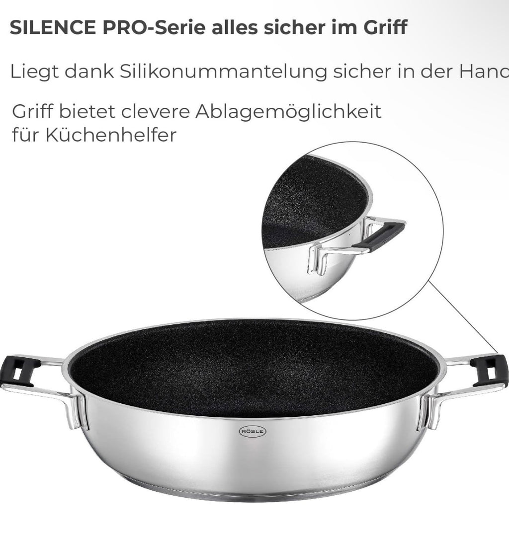 Pan & Lid Silence Pro Stainless Steel 28 cm Silver Black 4 Pcs