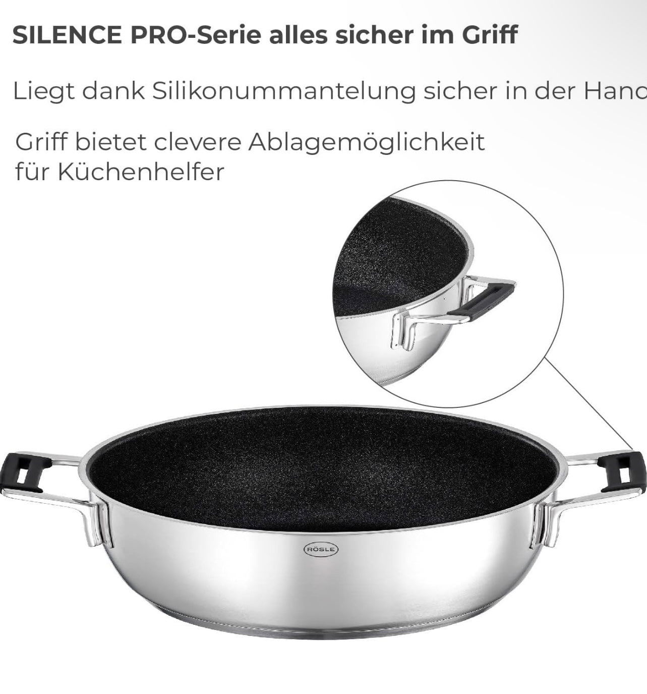 Pan & Lid Silence Pro Stainless Steel 28 cm Silver Black 4 Pcs
