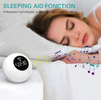 Te-Rich Rechargeable Alarm Clock with Bluetooth Speakers, Illuminated Alarm Clock, Portable with Touch Control, 10 Ringtones, 6 Hypnotic Sounds
