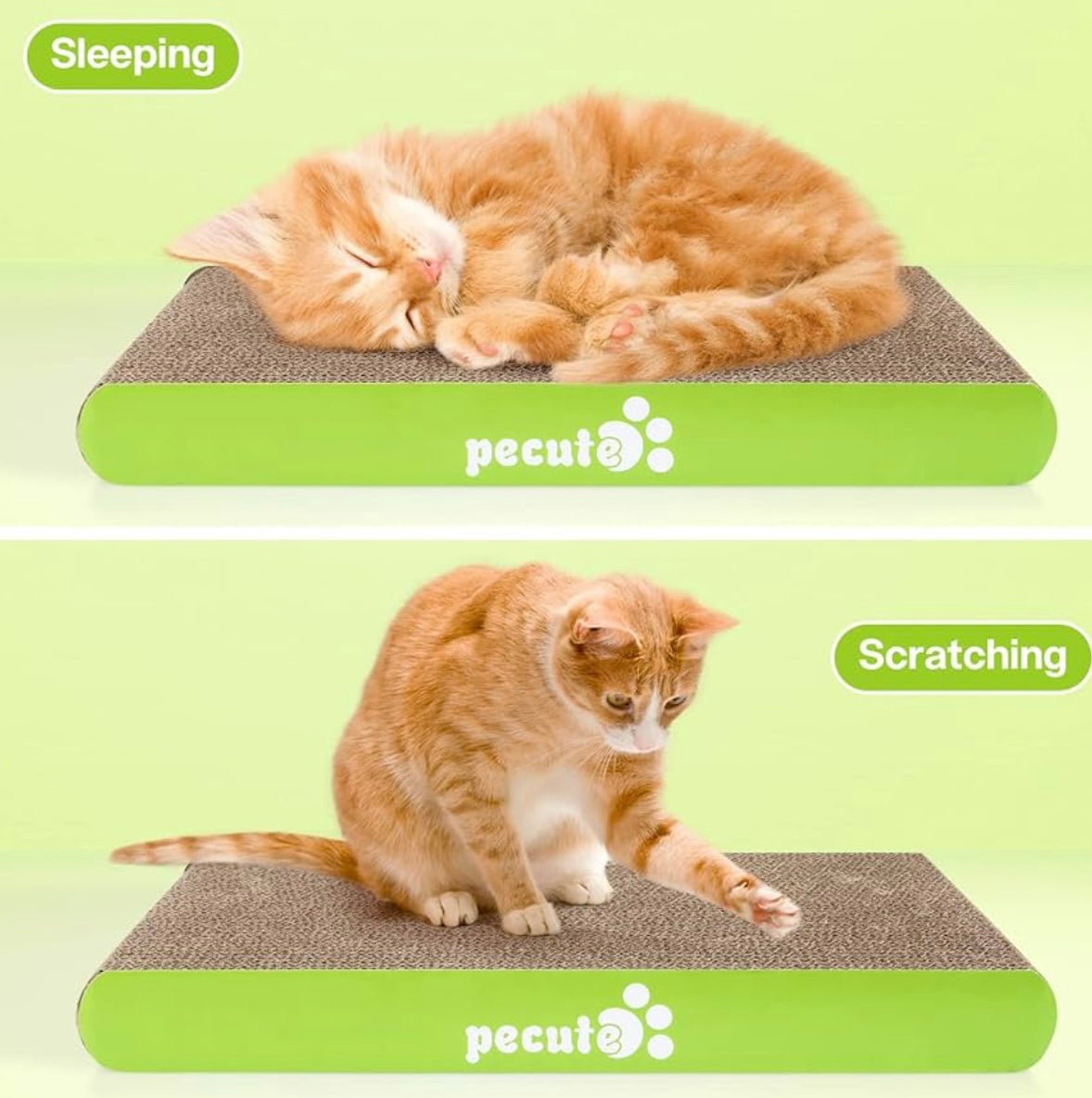 Pecute 2 Pack Cat Scratcher Scratching Boards, Small Medium Cat Lounger Catnip Included