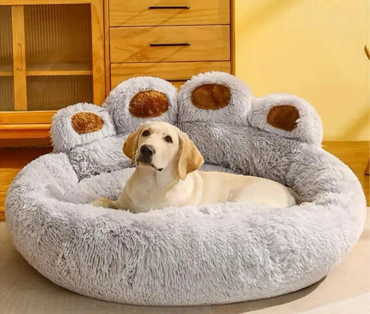 Plush Pet Cat Dog Beds Calming Non Slip Bear Paw Sleeping Cushion (Different Sizes Available)