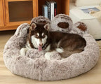 Plush Pet Cat Dog Beds Calming Non Slip Bear Paw Sleeping Cushion.