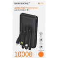 BOROFONE POWER BANK 10000MAH BJ79 CLEVER - USB - WITH TYPE C AND LIGHTNING CABLES BLACK