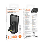 BOROFONE POWER BANK 10000MAH BJ79 CLEVER - USB - WITH TYPE C AND LIGHTNING CABLES BLACK