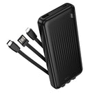 BOROFONE POWER BANK 10000MAH BJ79 CLEVER - USB - WITH TYPE C AND LIGHTNING CABLES BLACK