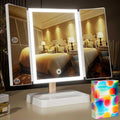 Makeup Mirror Vanity Mirror with Lights - 3 Color Lighting Modes 72 LED Trifold Mirror, Touch Control