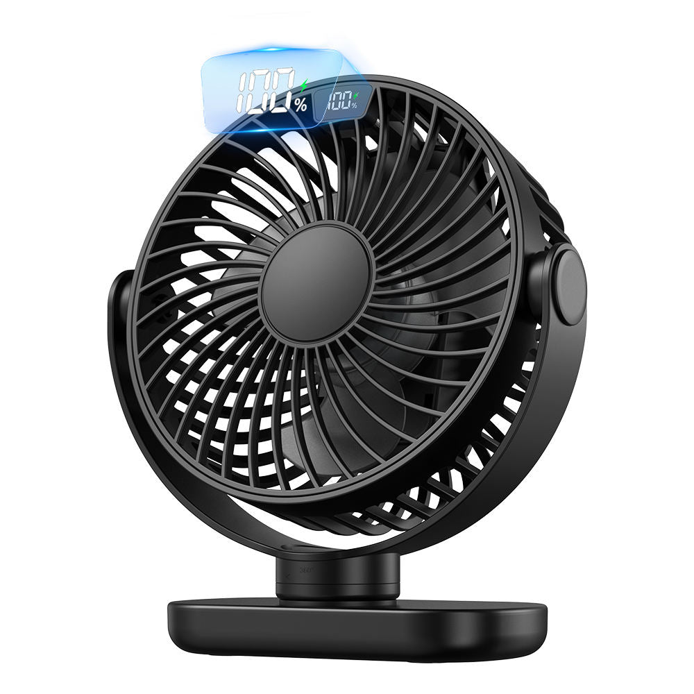 K60C 2400mAh Portable Mini Desk Fan [9H Max Runtime] Rechargeable LED Display Ultra-Quiet Operation USB Desktop Fan