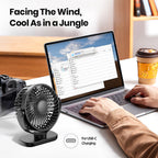 K60C 2400mAh Portable Mini Desk Fan [9H Max Runtime] Rechargeable LED Display Ultra-Quiet Operation USB Desktop Fan