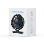 K60C 2400mAh Portable Mini Desk Fan [9H Max Runtime] Rechargeable LED Display Ultra-Quiet Operation USB Desktop Fan