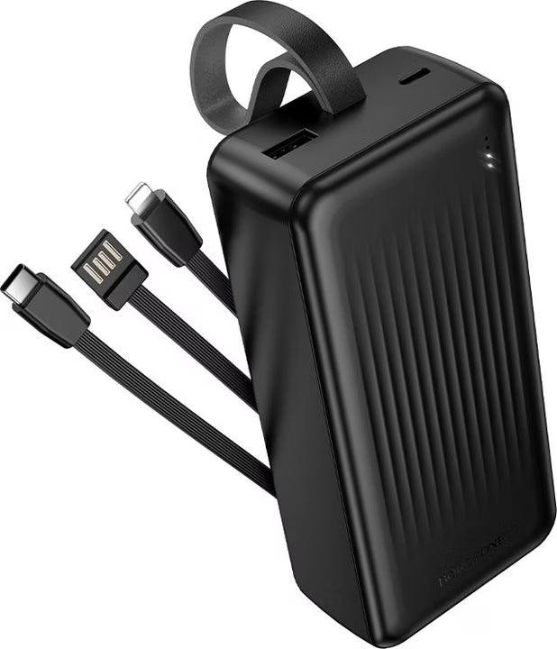 Borofone BJ79B Large Capacity Power Bank with Built-In 3 Cables – 30000mAh